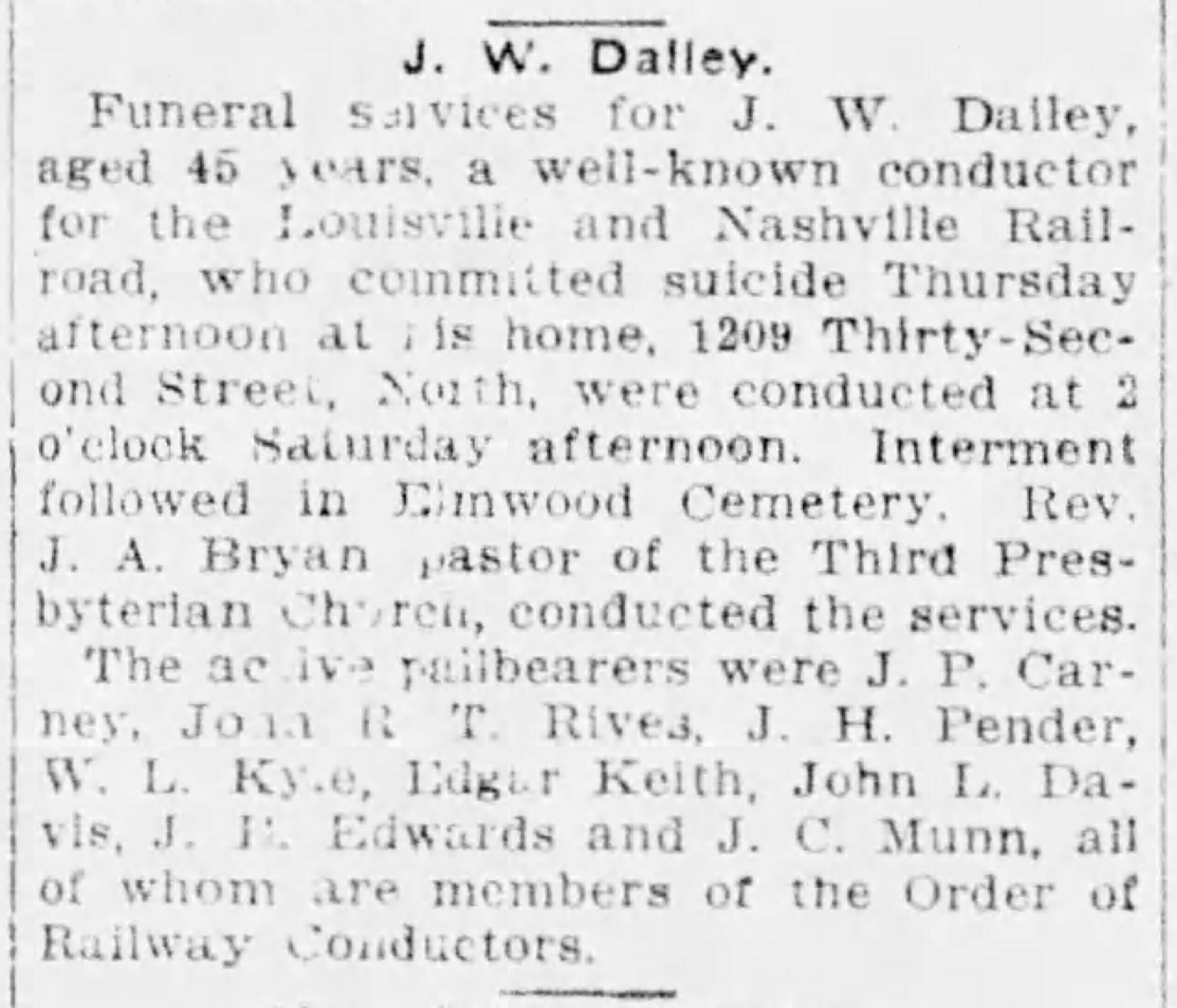 J.W. Dalley obituary